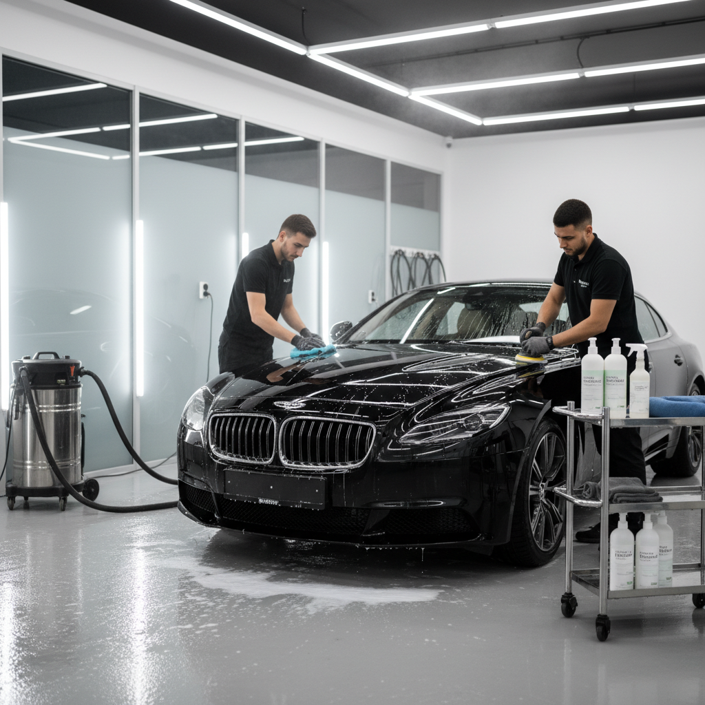 CarWorksElite premium araç detay temizlik hizmeti - profesyonel ekipman ve çevre dostu ürünler