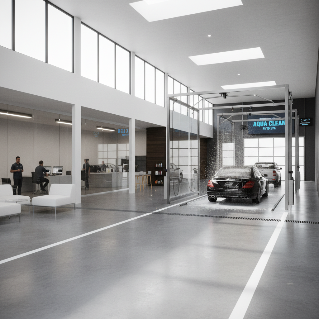 CarWorksElite modern tesisi interior - temiz ve organize çalışma alanı