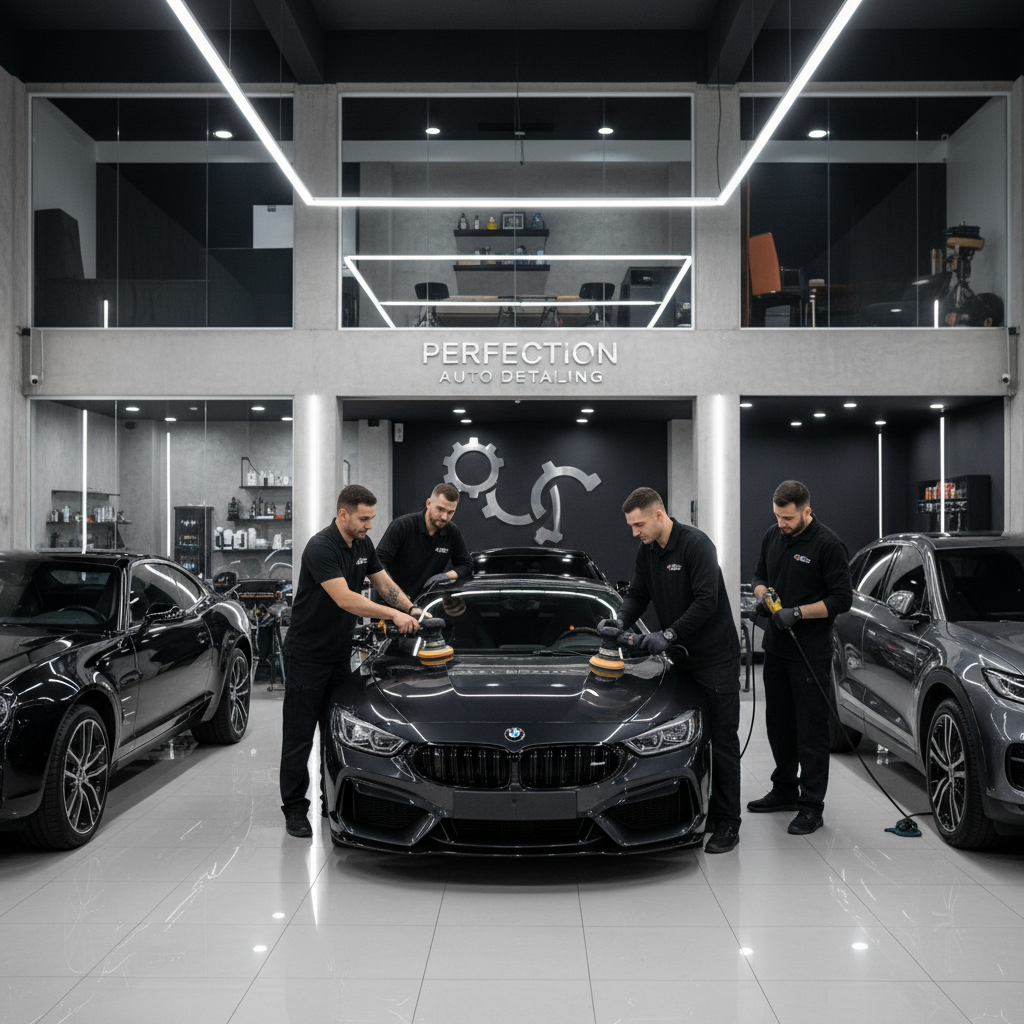 CarWorksElite uzman ekip çalışırken - profesyonel araç bakım teknisyenleri